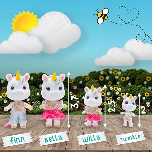 Sunny Days Entertainment Honey Bee Acres Rainbow Ridge Daydreamers Unicorn Family - 4 muñecas en Miniatura | Cifras coleccionables de fantasía pequeñas | Juguetes de Juego para niños