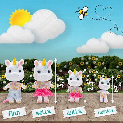 Sunny Days Entertainment Honey Bee Acres Rainbow Ridge Daydreamers Unicorn Family - 4 muñecas en Miniatura | Cifras coleccionables de fantasía pequeñas | Juguetes de Juego para niños