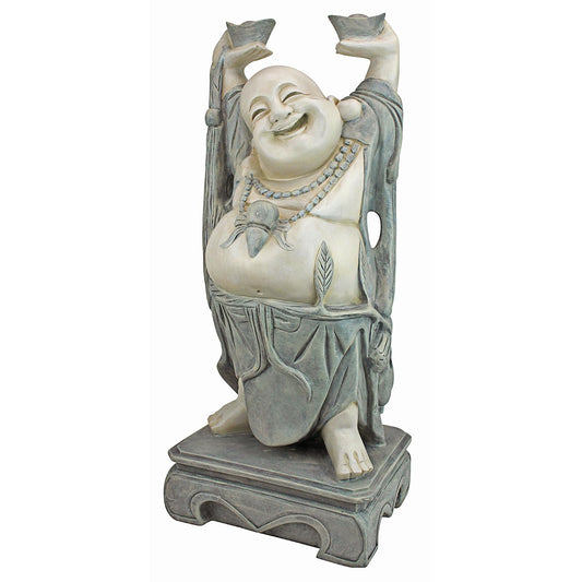 Design Toscano Jolly Hotei Estatua de jardín para Interiores y Exteriores, 26 Pulgadas de Alto, Resina de Piedra fundida, Acabado de Piedra de Dos Tonos