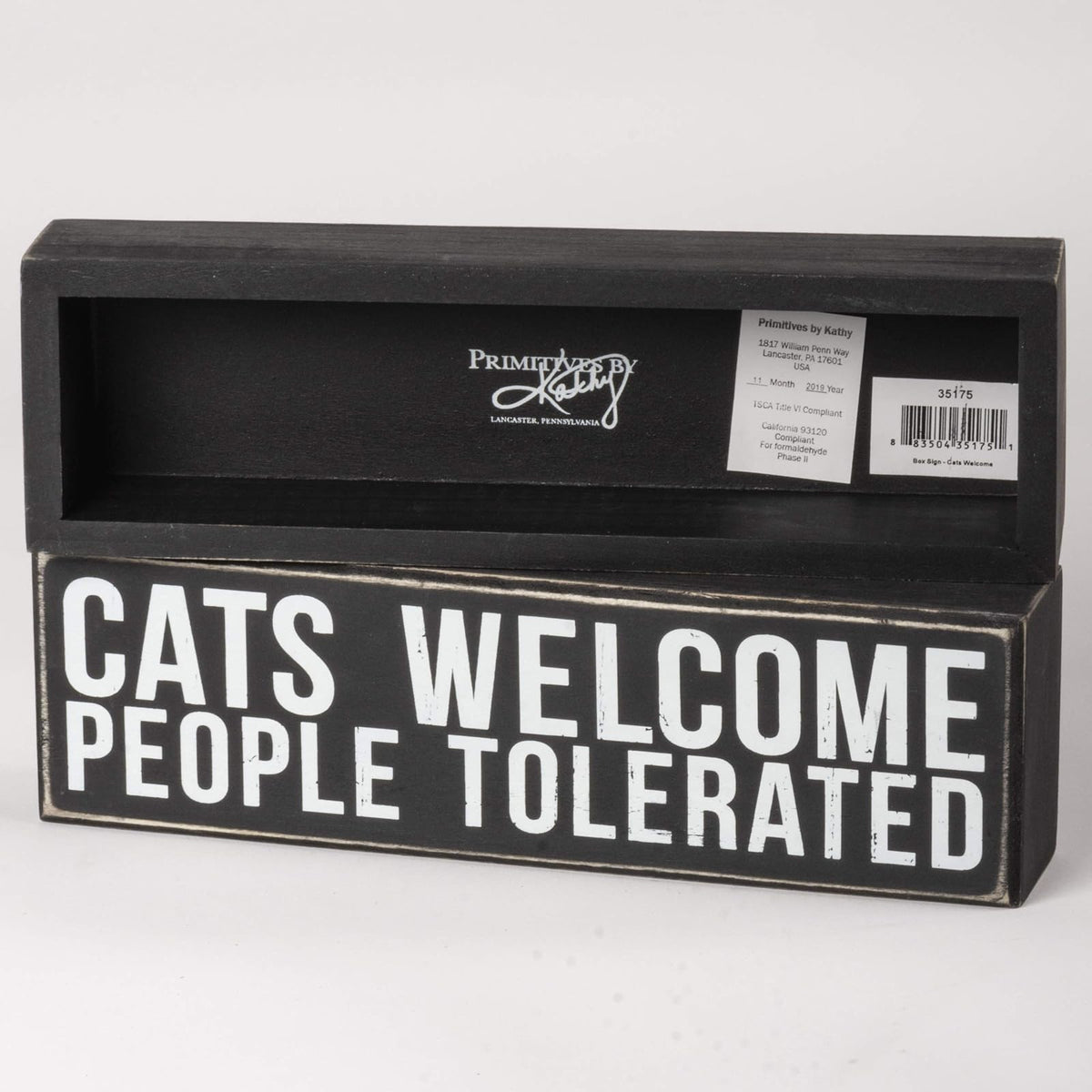 Primitives by Kathy Classic Box Sign, Cats Welcome-People Tolerated