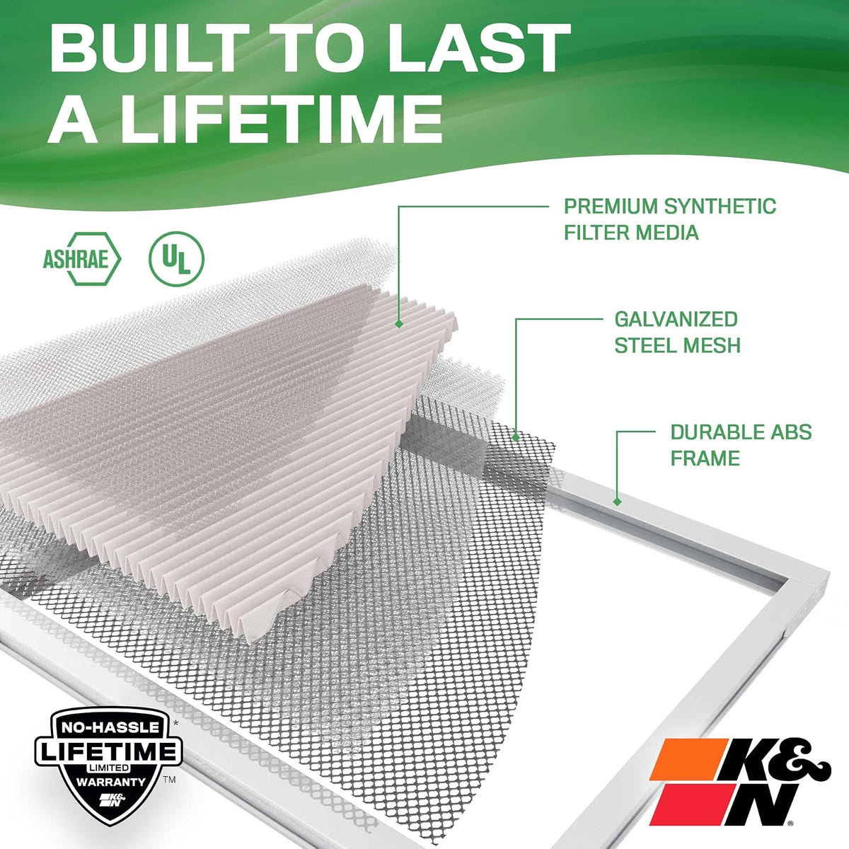 K&N - Filtro de aire para horno HVAC 20 x 30 x 1, dura toda la vida, lavable, Merv 13, el último filtro HVAC que comprarás, respira de forma segura en casa o en la oficina, HVC-13-12030