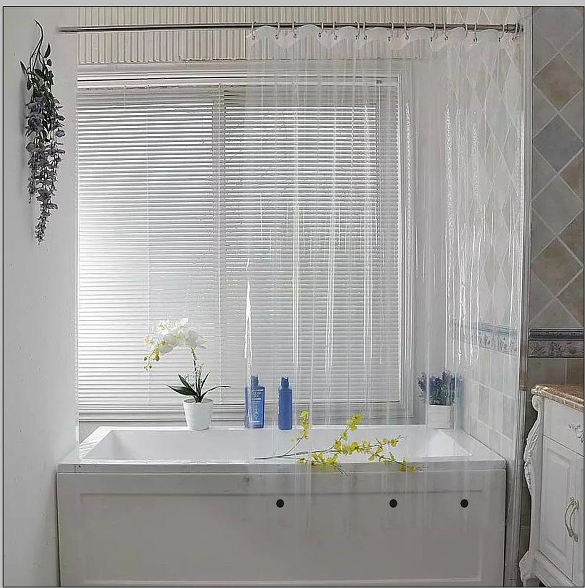 Elegant Comfort - Cortina de Ducha Transparente Resistente al Agua, de 72 x 72 Pulgadas de Largo, Forro de Ducha para baño con 3 imanes Inferiores y Ojales a Prueba de óxido