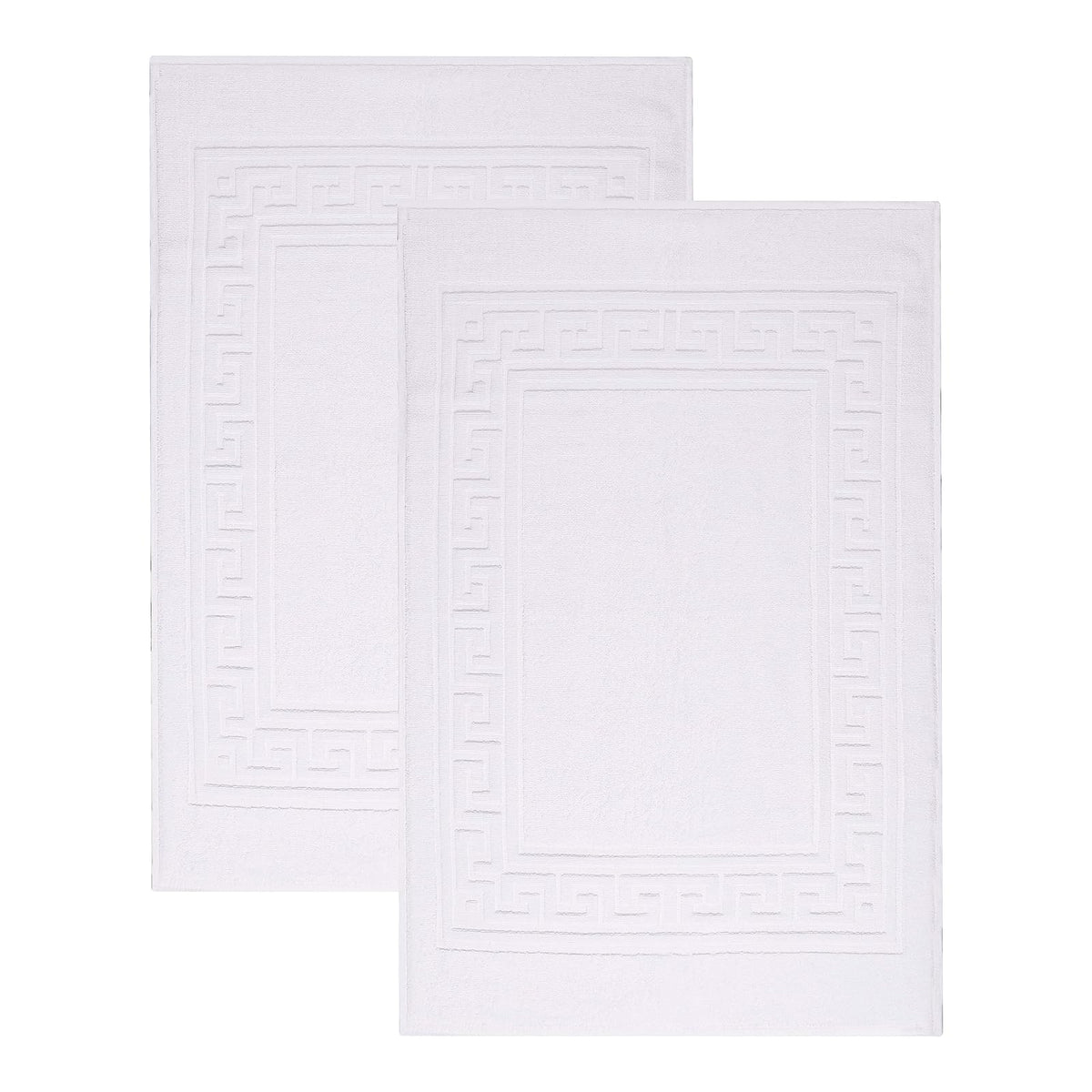 Superior Juego de 2 Alfombrillas de baño de Calidad Hotel y SPA, Hechas de 100% algodón Peinado de Grapa Larga, duraderas y Lavables, 2 Unidades, Moderno, Blanco, 22" X 35", 1, 1 - Blanco