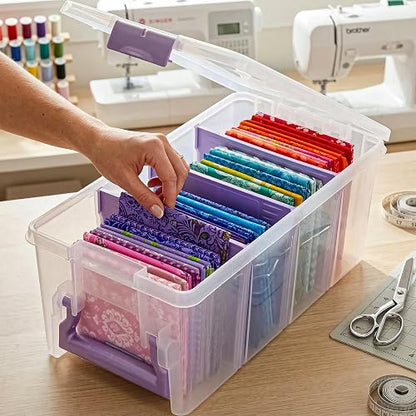 ArtBin - Organizador portátil de manualidades con 3 divisores, estuche de almacenamiento de plástico transparente para suministros de arte y manualidades