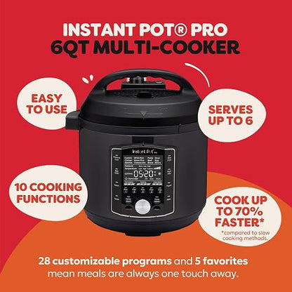 Instant Pot Pro olla de presión 10 en 1, olla de cocción lenta, olla de arroz/grano, vapor, salteado, Sous Vide, máquina de yogur, esterilizador y calentador, incluye aplicación con más de 800