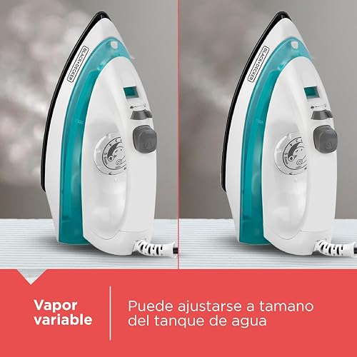 Black+Decker Plancha de Vapor 1100W con Suela Antiadherente, IRBD100 | Golpe de vapor y rocío fino para arrugas díficiles