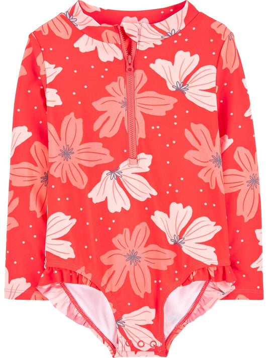 Simple Joys by Carter's Long Sleeve Zipper One Piece Swimsuit Traje de baño de una Sola Pieza bebés niñas