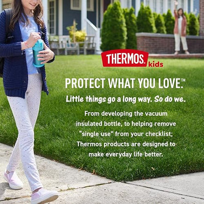 THERMOS FUNTAINER - Tarro de acero inoxidable aislado al aspiradora de 16 onzas con cuchara plegable, lima neón