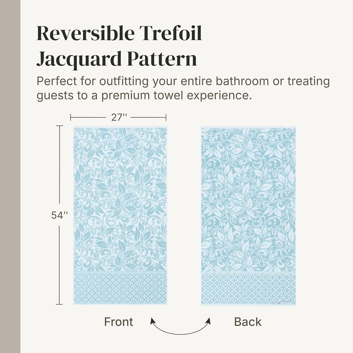 Amrapur Overseas Juego de Toallas de Jacquard teñias Reversibles con Filigrana de trébol, de 6 Piezas (Color Azul)