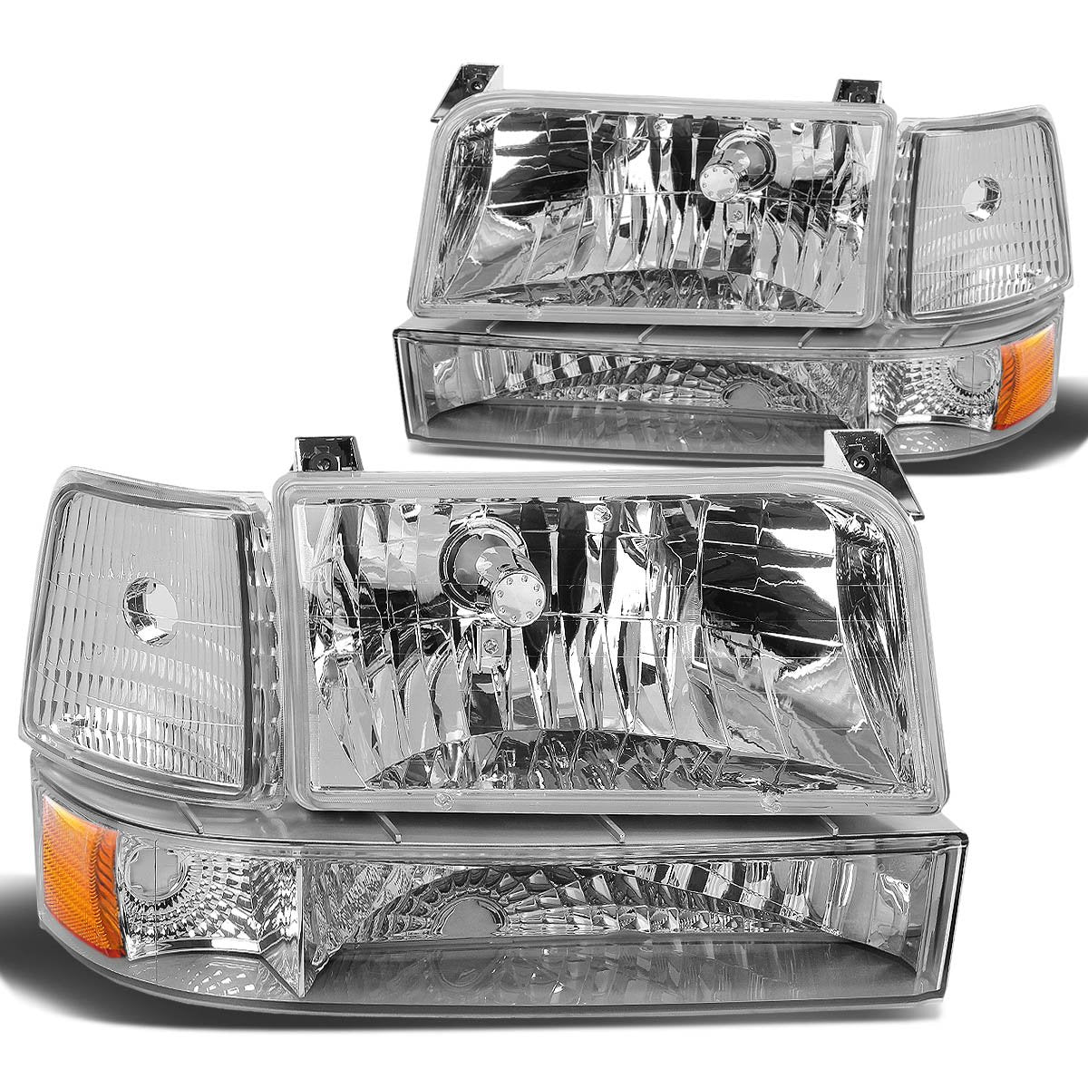 DNA Motoring Conjunto de Faros Delanteros, Lado Conductor y Pasajero - HL-OH-F15092-6P-CH-AM
