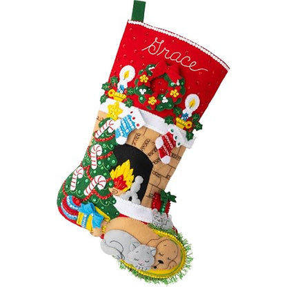 Bucilla - Apliques de fieltro para hacer medias de 45,7 cm, hogar de día festivo, perfecto para manualidades y manualidades, 89486E