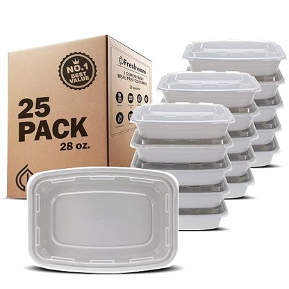 Freshware Recipiente para Preparación de Comidas 21 Unidades 1 Compartimento 828 ml