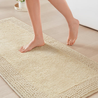 Madison Park Splendor Alfombra de baño reversible 100% algodón, 3000 g/m², lujosa alfombra de baño de felpa de pelo medio, absorbente, de secado rápido, decoración de cuarto de ducha, 24 x 44 pulgadas - 5' x 2' (Rectangular) - Natural
