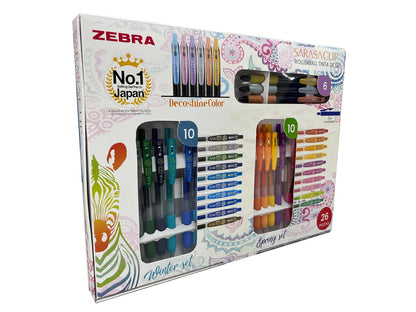 Zebra Sarasa Clip Y Decoshine Set 26 Bolígrafos Tinta Gel