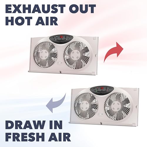 Jarden Bionaire Ventilador de Ventana Delgado con Controles manuales (BWF0502M-WM), Blanco, 2 Blades, 1