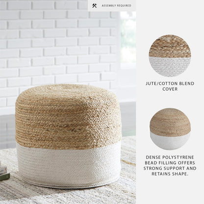 Ashley Furniture Signature Design - Sweed Valley Pouf - Comfortable Pouf & Ottoman - Casual - Natural/White