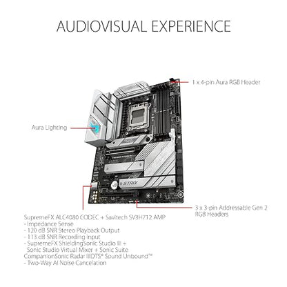 ASUS ROG Strix B650-A Gaming WiFi Tarjeta Madre AMD WiFi 6E para PC Gaming | ATX, AMD AM5 (Ryzen 9000/7000), DDR5 hasta 7600+ (OC), PCIe 4.0 x16, 3 ranuras M.2 (1 PCIe 5.0), VRM 12+2, WiFi 6E, de ASUS