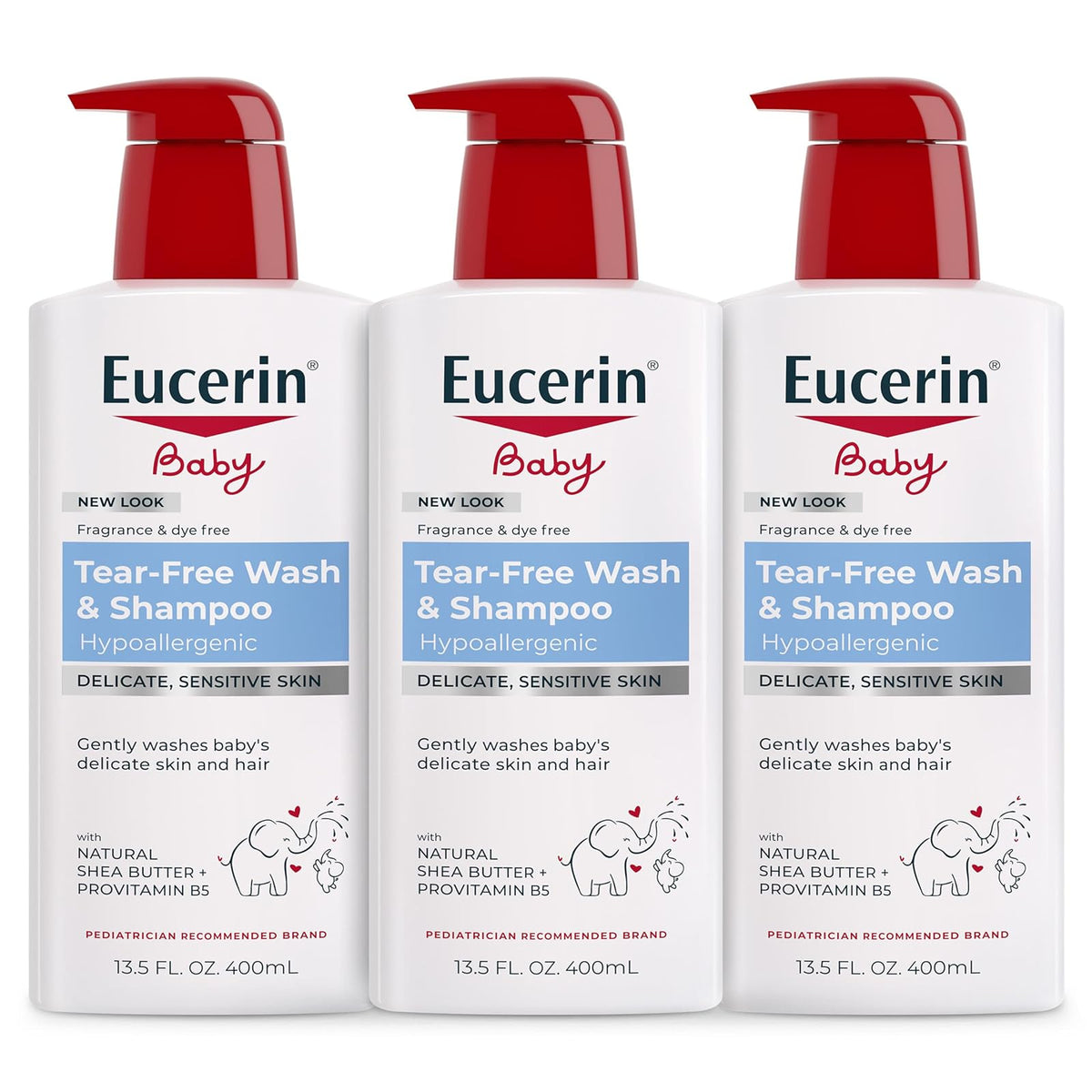 Eucerin Baby Wash and Shampoo, 13.5 Ounce (Pack of 3)