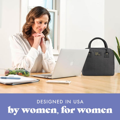 Fiambrera para mujer, con aislamiento para el trabajo, a prueba de fugas y resistente a las manchas, con contenedores, bolsa Bloomington con cierre de cierre, color negro