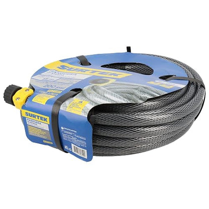 Surtek M12T15P Manguera para jardín tramada gris con conector plástico 1/2", 15 m