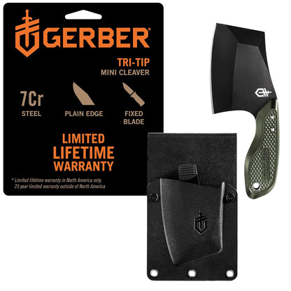 Gerber TRI-Tip Minicuchillo estilo carnicero de hoja fija con funda