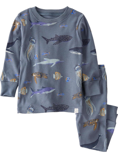 Little Planet by Carter's Pijama de 2 Piezas para Bebé, Algodón Orgánico - 5 Años - Estampado de mar azul profundo