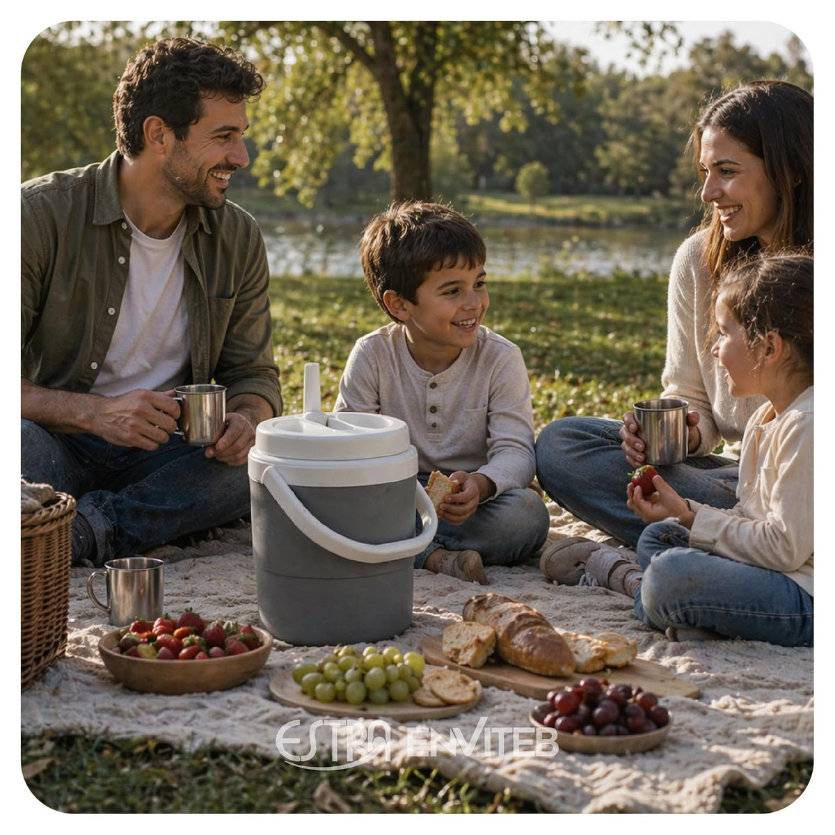 Estra Termo Térmico 4 Litros con Boquilla Antigoteo | Jarra Portátil para Agua, Café, Té y Jugos, Apto para Bebidas Frías y Calientes | Picnic, Playa, Camping y Reuniones | Libre de BPA, Azul