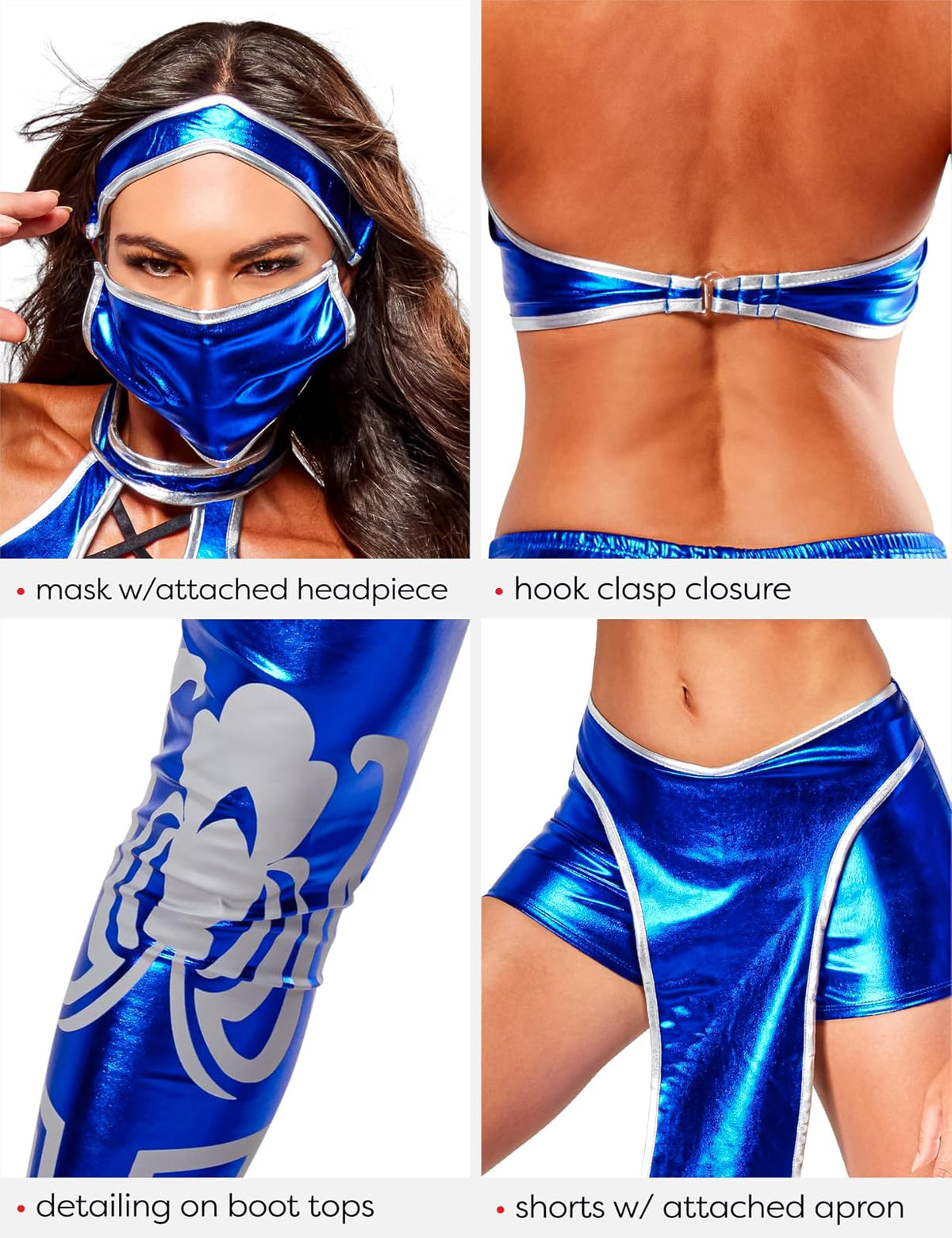 Secret Wishes Disfraz Kitana Mortal Kombat para mujer, Azul/Patchwork, S