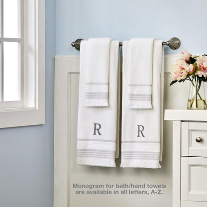 SKL Home - Toalla de Mano Casual Monograma (Paquete de 2), W, 16 x 26 Pulgadas, Color Blanco