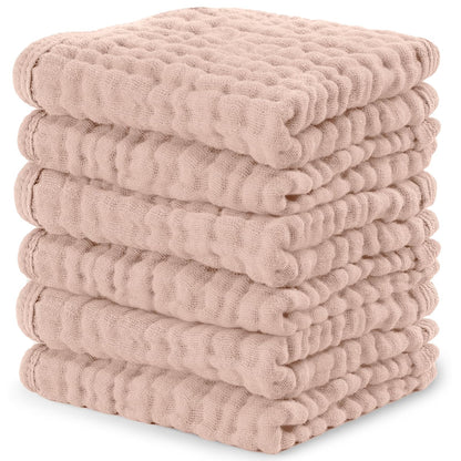 Comfy Cubs Toallitas de Muselina para Bebé, 6 Capas, Paquete de 10 - Paquete de 6 25x25 cm - Rubor