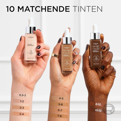 L'Oréal Paris True Match Sérum Rellenador con Color, Base de Maquillaje con Ácido Hialurónico, Hidrata la Piel al Instante, Textura Ligera, Tono 4-5 Medium, 30 ml