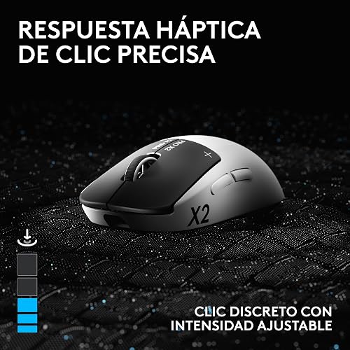 Logitech G Pro X2 SUPERSTRIKE Lightspeed - Mouse inalámbrico Gaming, Ultraligero 61 g, Sensor Hero 2 de 44,000 dpi, clics con retroalimentación háptica Hits, Carga USB-C, para PC y Mac, Color Blanco