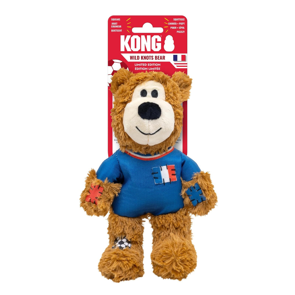 Kong Wild Knots Bear Juguete de Peluche para Perro con Playera de Selección - Francia