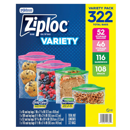 Ziploc Bolsas de Almacenamiento Reutilizables para Sándwich 290 Piezas - Large