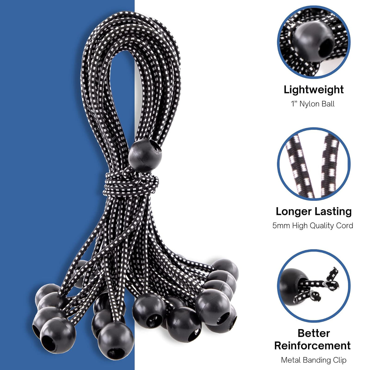 Kotap bb-11b bola bungee, 27.9 cm, Negro, 25 piezas