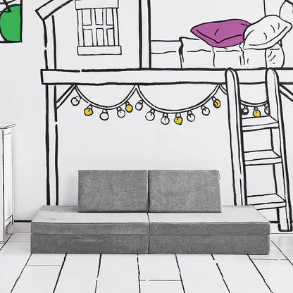 Yourigami - Sofá de Juego para niños y niños pequeños, sofá Plegable Convertible, diseño Modular de Espuma Duradera, Color Gris montaña