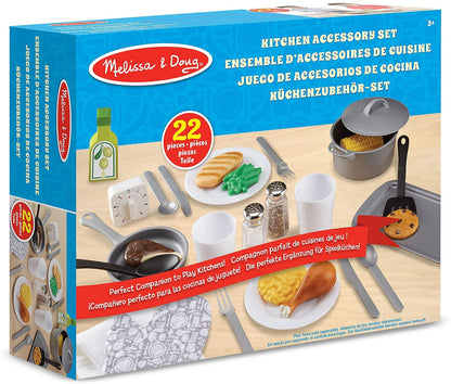 Melissa & Doug Set de Accesorios de Cocina, Juego de Imitación, Construcción Resistente, Complemento Para Cocinas de Juguete (22 Piezas)