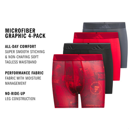 Adidas Youth Microfiber Graphic 4-Pack Boxer Brief Calzoncillos Tipo Calzones Niños