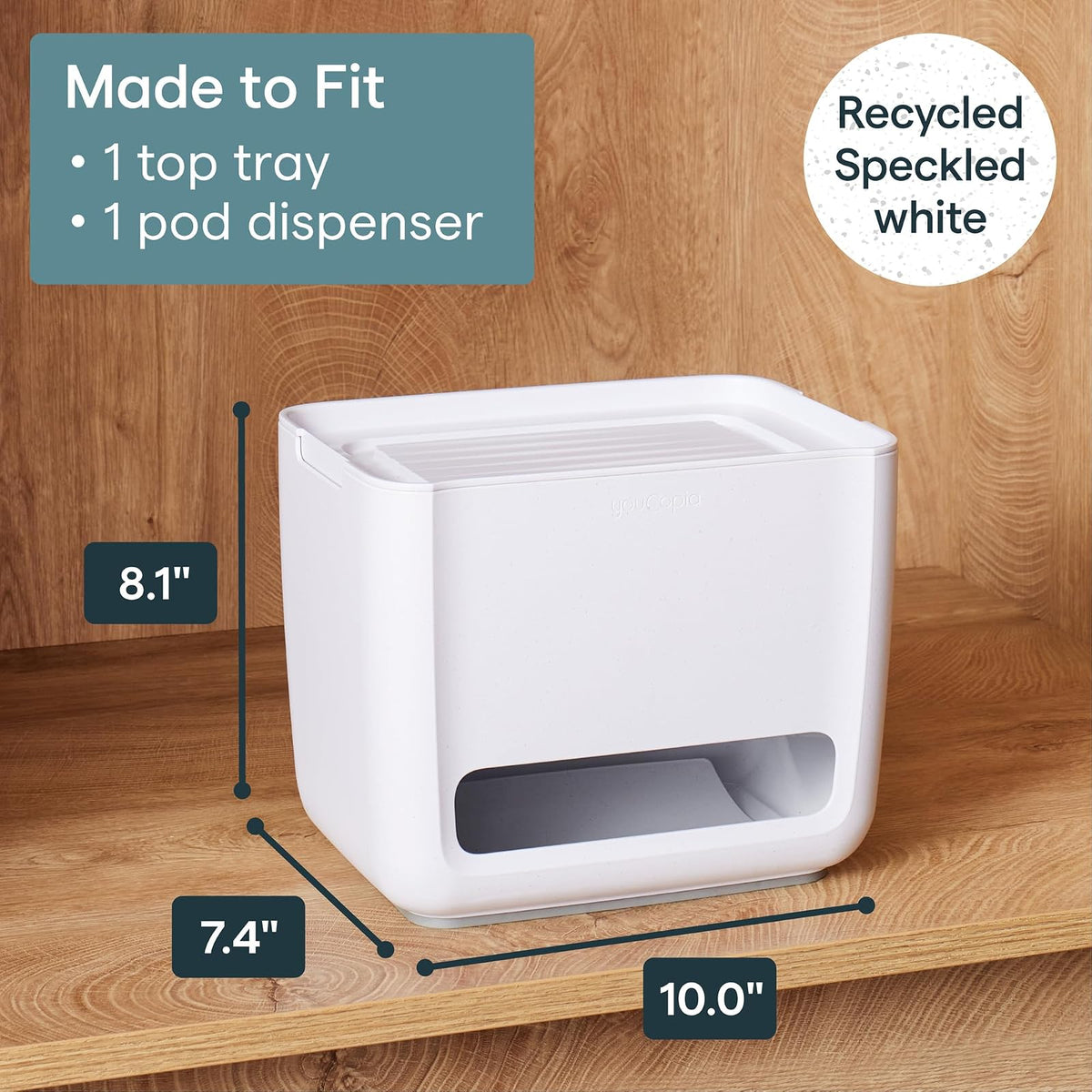 YouCopia SinkSuite - Dispensador de bolsas de basura, organizador de bolsas de basura de pie con tapa extraíble y cuna para almacenamiento, color blanco moteado