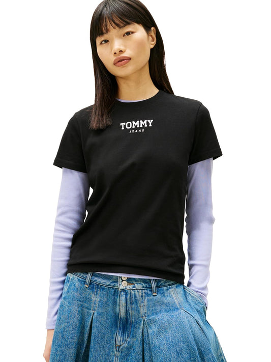 Tommy Jeans - Playera de Manga Corta con Estampado de algodón Esencial para Mujer