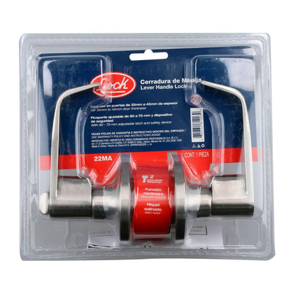 Lock 22MA Lock Manija tubular rect func recámara acabado níquel satina, color, pack of/paquete de 1