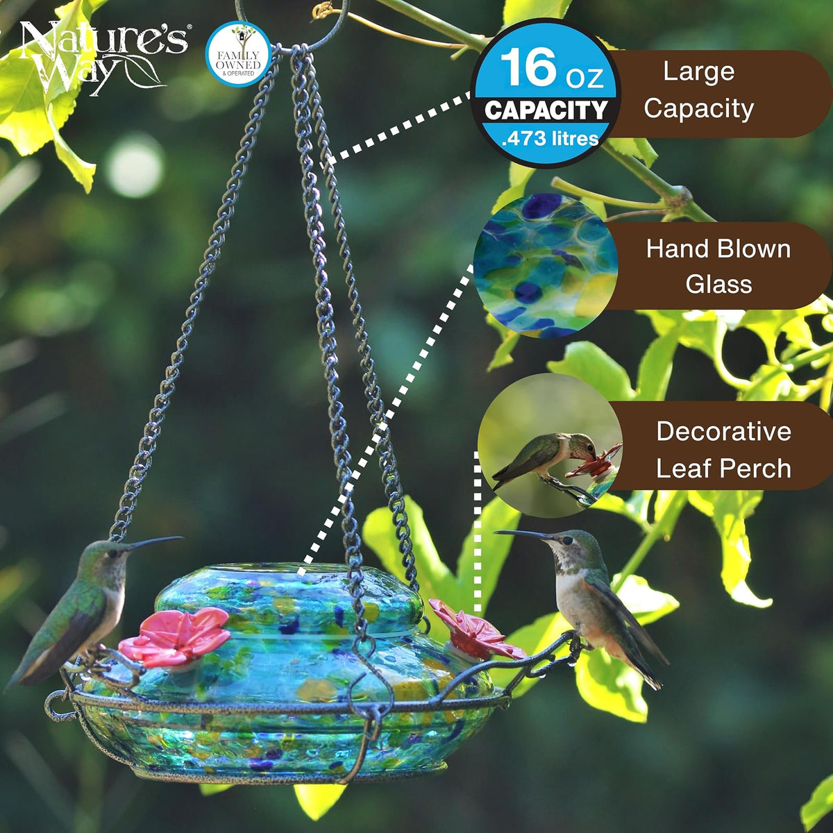 Nature's Way Bird Products Feeder GHF7 Illuminated Top Fill Hummingbird Feede