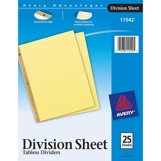 AVERY Divisores de hojas de división, juego de 25 divisores (11542)