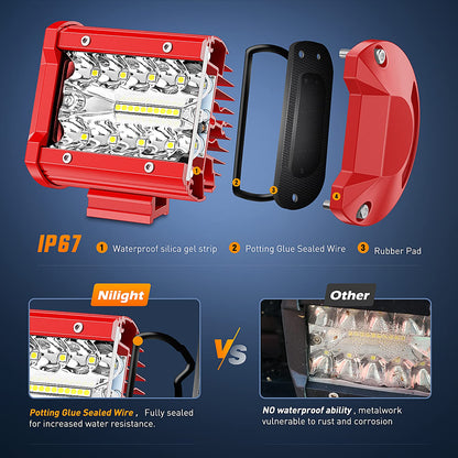 Nilight ZH801 Barra de Luz LED de 4 Pulgadas Triple Hilera 60 W con Kit de Cableado, Antiniebla y Trabajo Todoterreno, para Camión/SUV/ATV/UTV, 2 Años