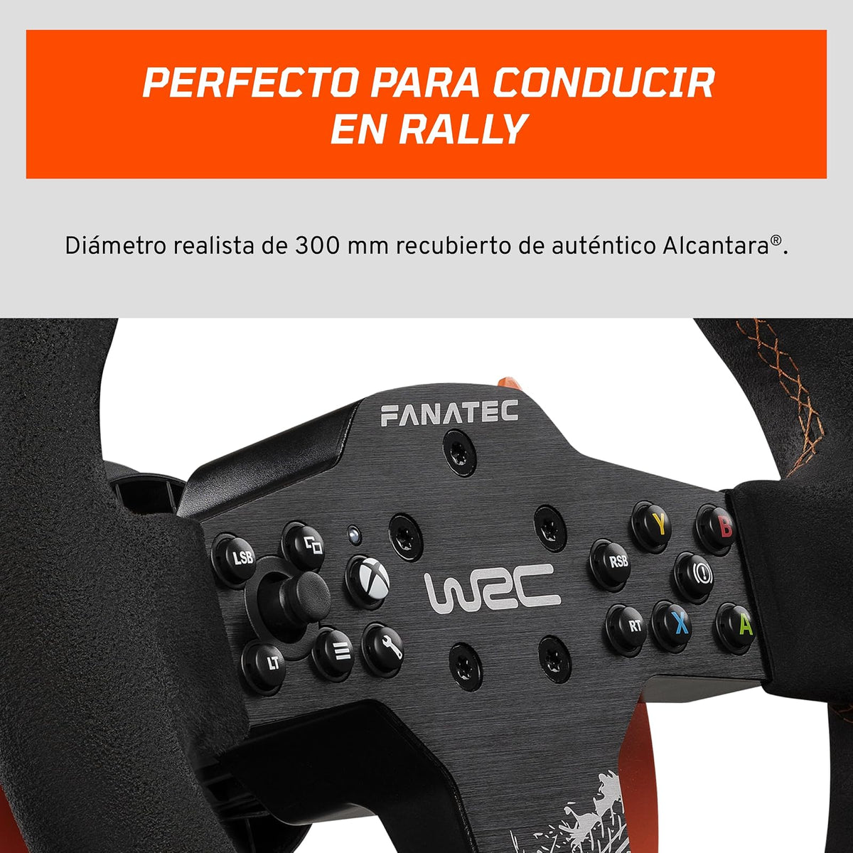 FANATEC CSL Elite Volante de Carreras Licencia Oficial WRC Rally – Recubierto de Alcantara, LED RevStripe, Levas de Cambio Extraíble, Plug y Play para PC, PS5, PS4, Xbox Series X|S, Xbox One