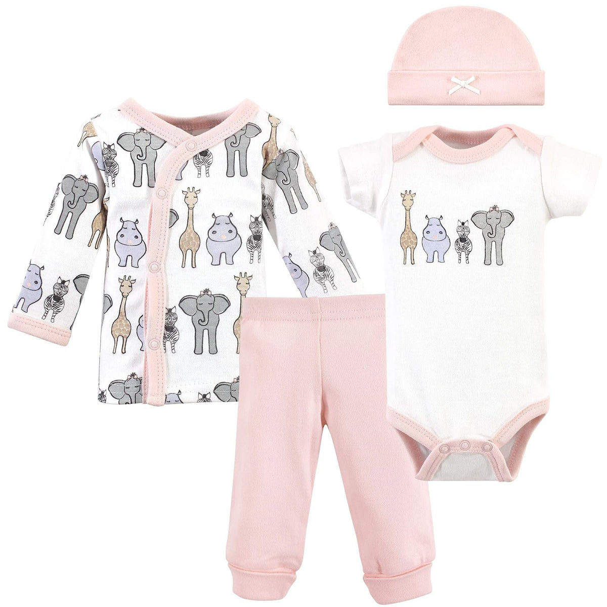Hudson Baby Preemie Layette Set 4-piece Conjunto de camisetas para bebés y niños pequeñosbebés niñas