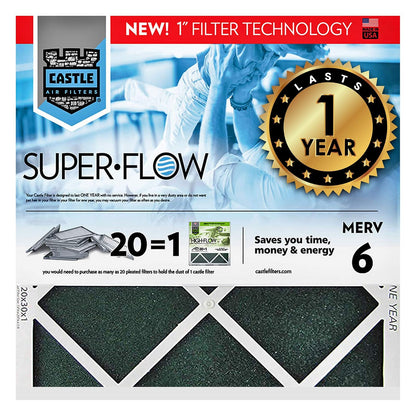 No Toil Castle, One-Year HVAC Furnace Filter, MERV 6, 16” x 25” x 1”