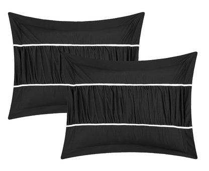 Chic Home CS2119-AN Cheryl - Edredón Completo de 10 Piezas, Plisado, con Volantes, Juego de sábanas, tamaño King, Color Negro