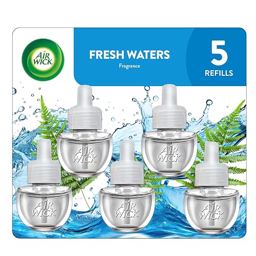 Air Wick Aromatizante de Ambiente Continuo, Fresh Waters, 5 repuestos de 20 ml c/u