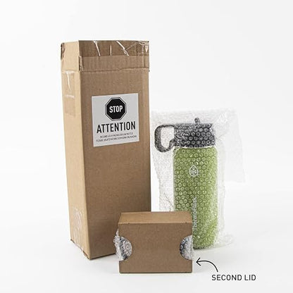 Thermoflask Botella de agua doble aislada de acero inoxidable con dos tapas, 40 onzas, ciruela